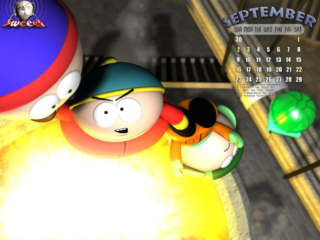September 2001 Calendar featuring the boys trying to rescue their Gamesphere.